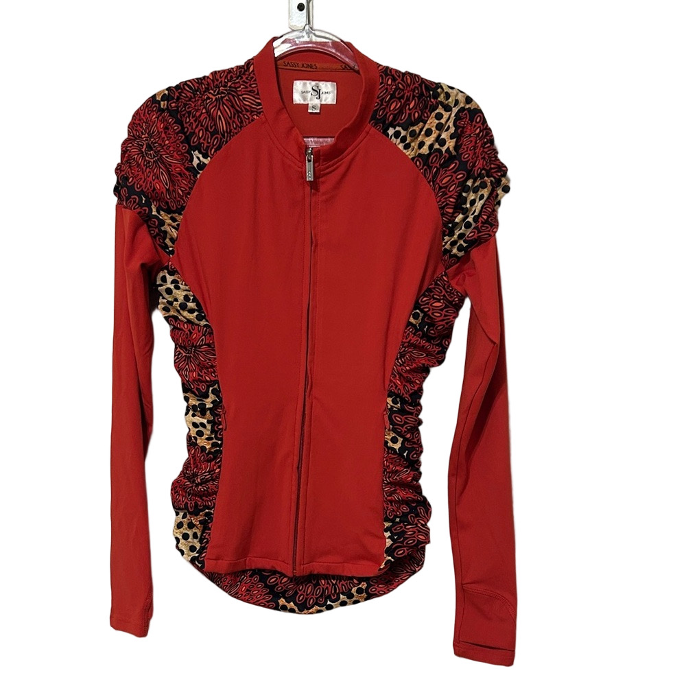 🐢SJ Sassy Jones Red /orange and Black jacket size S GUC